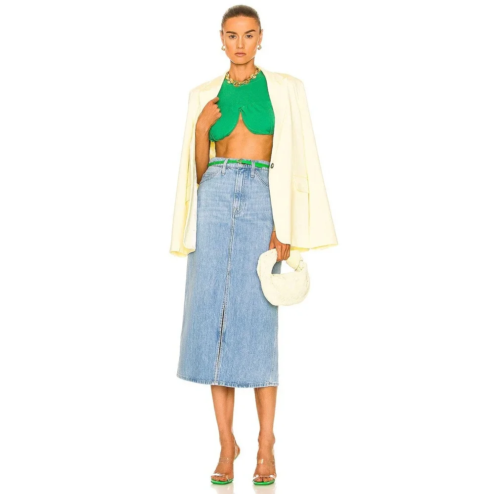 FRAME Le Italien Maxi‎ Skirt Denim Jean Skirt Size 29 Turin Wash Blue Chic Sexy